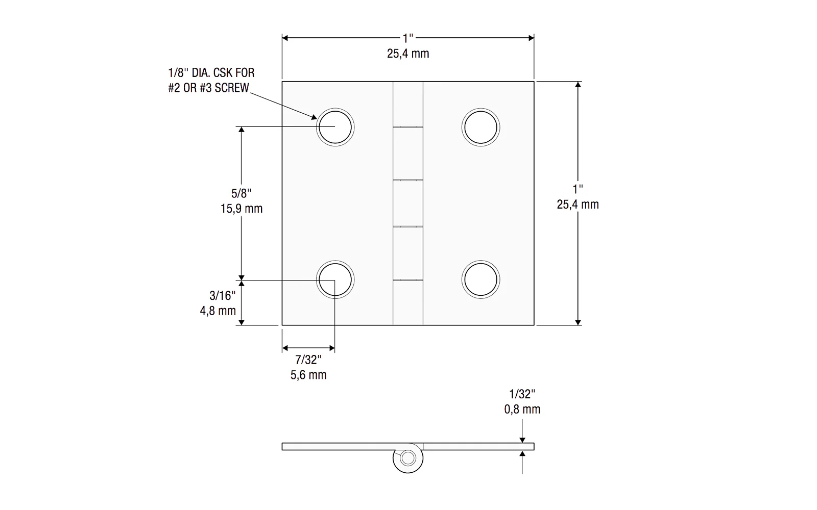 1" x 1" Solid Brass Hinges ~ 4 Pack - Image 2
