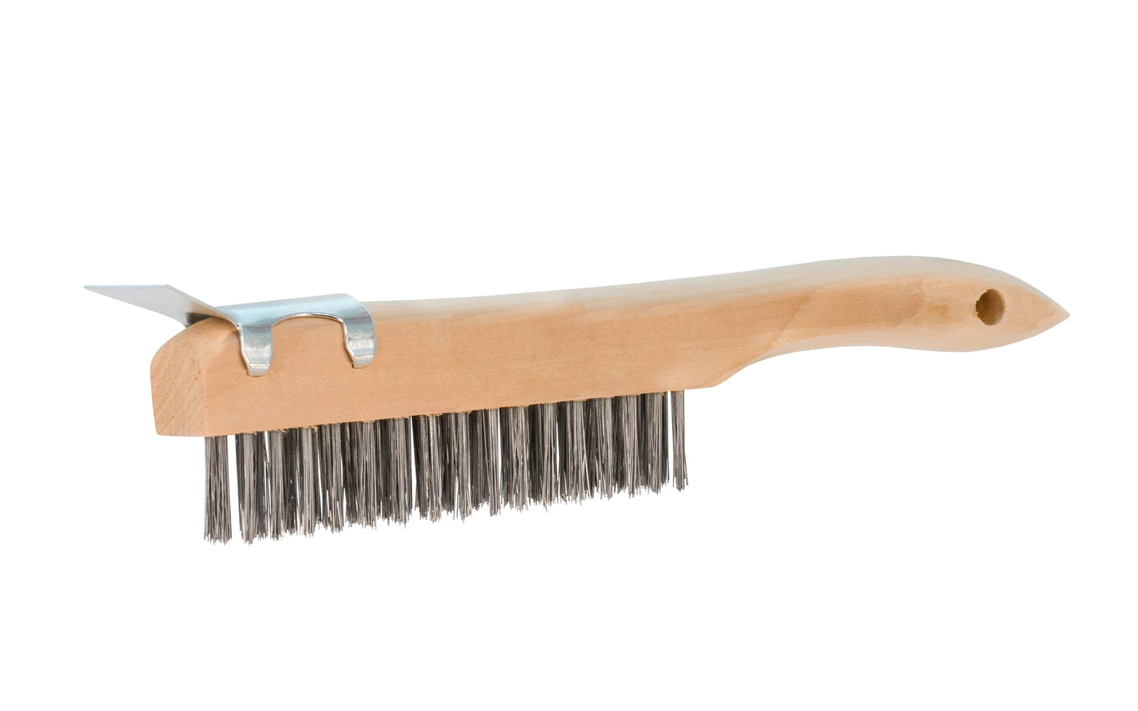 10" Long Carbon Steel Wire Brush & Scraper with Wooden Shoe Handle ~ 3/4" Width x 1" Trim