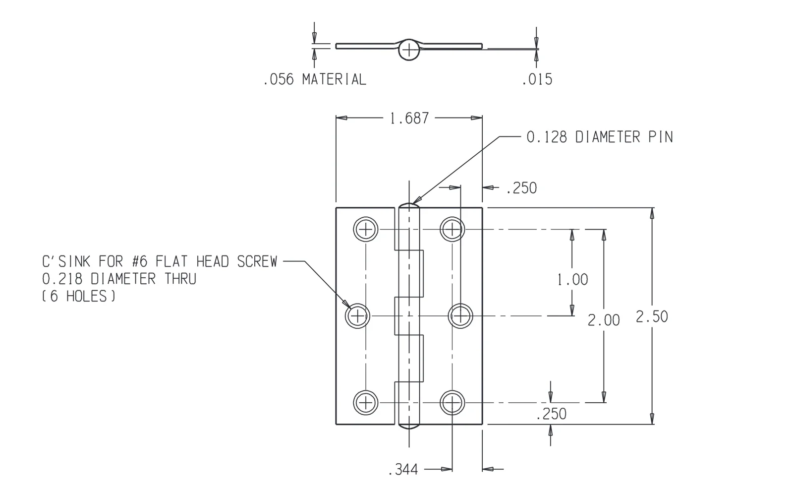 2-1/2" Zinc-Plated Fixed Pin Narrow Hinges - 2 Pack - Image 2