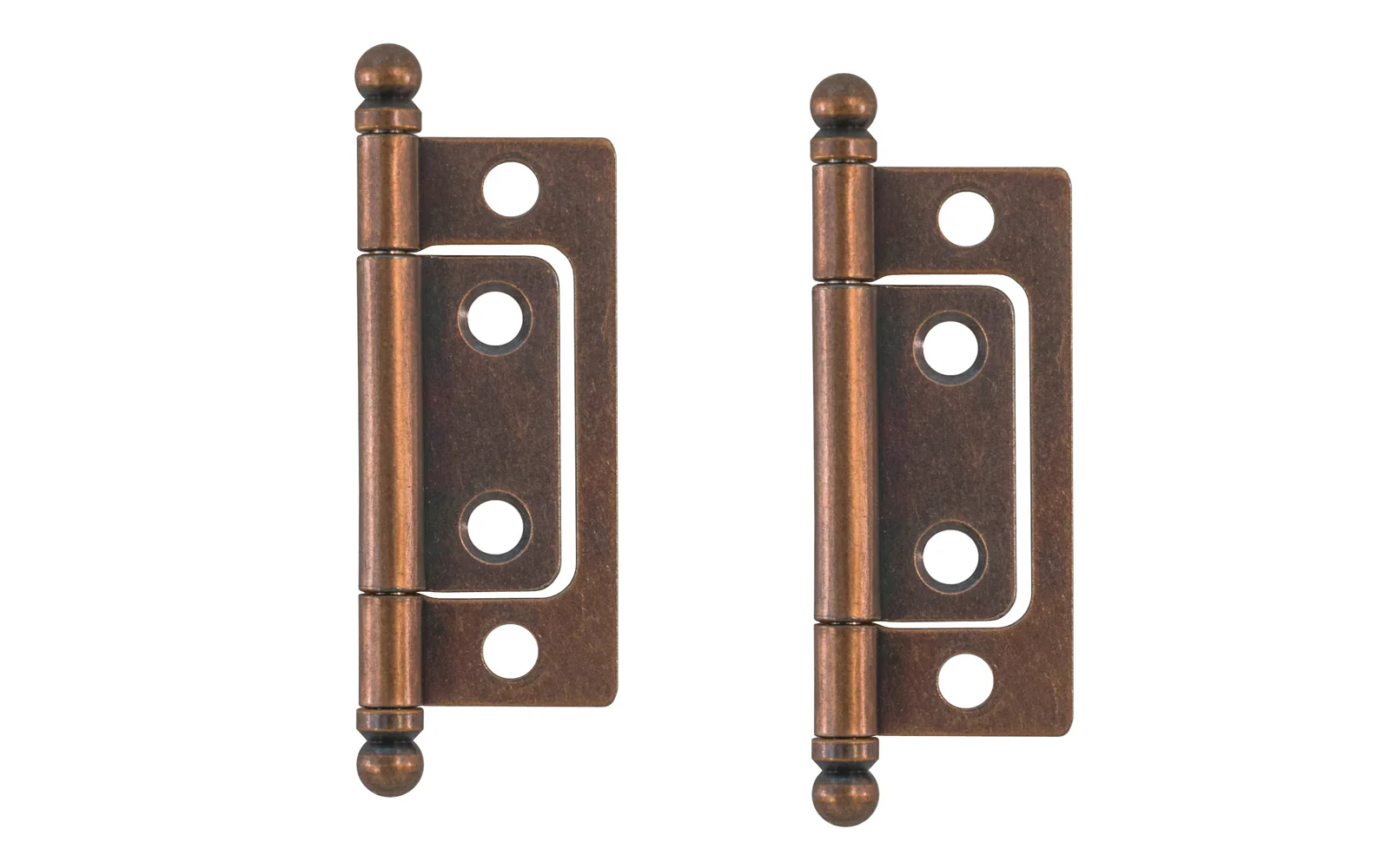 2" Non-Mortise Ball-Tip Cabinet Hinges ~ Antique Copper Finish