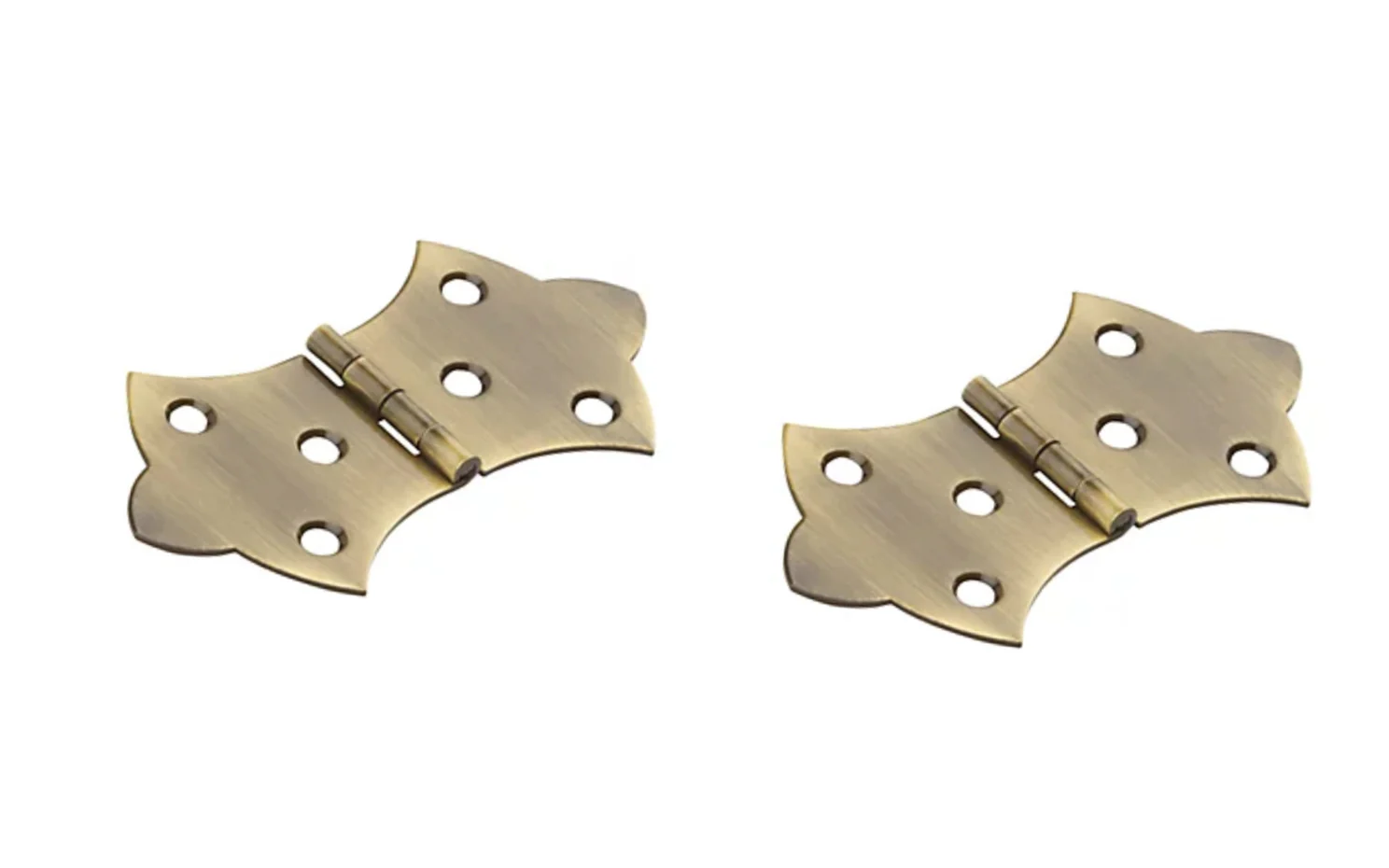 3-1/16" x 1-11/16" Antique Brass Decorative Hinges - 2 Pack