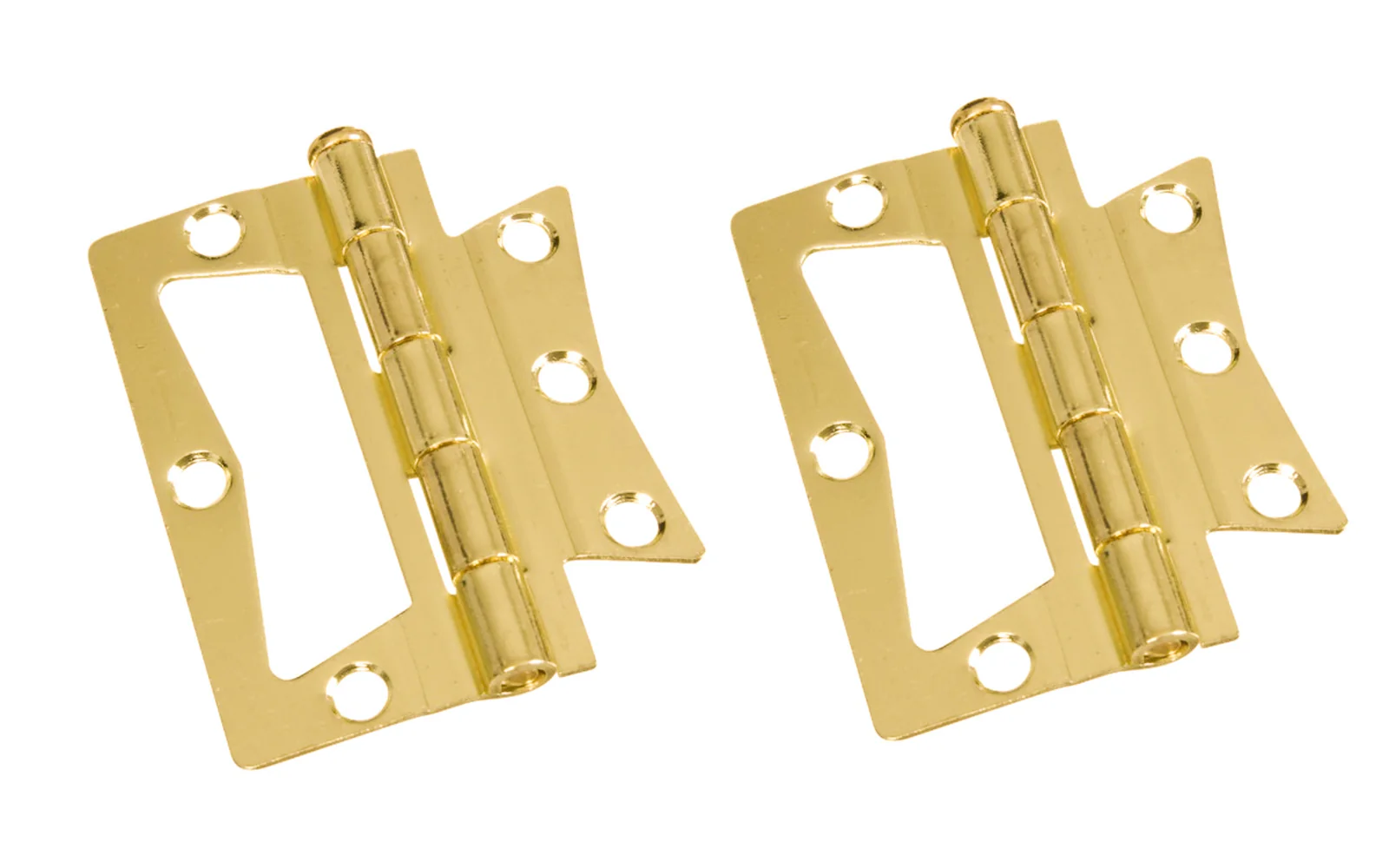 3-1/2" Brass-Plated Surface Mount Hinges - 2 Pack