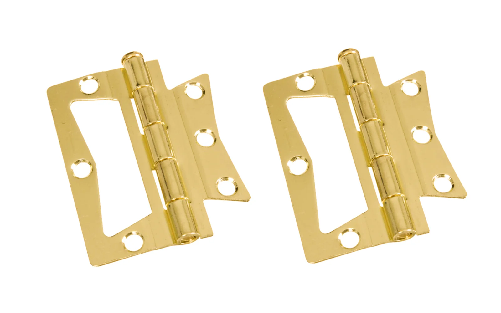 3" Brass-Plated Surface Mount Hinges - 2 Pack