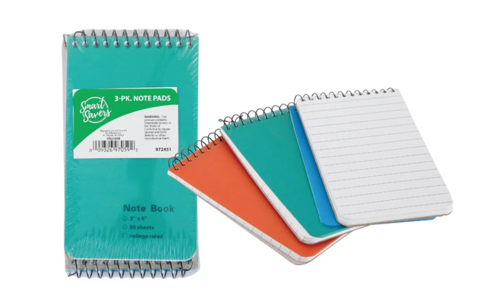 3" x 5" Spiral Bound Note Pads - 3 Pack