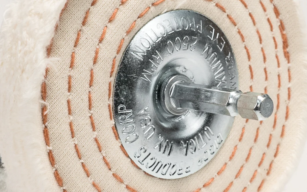 4" Cushion Sewn Buffing Wheel With 1/4" Mandrel ~ 1/2" Thick - Image 3