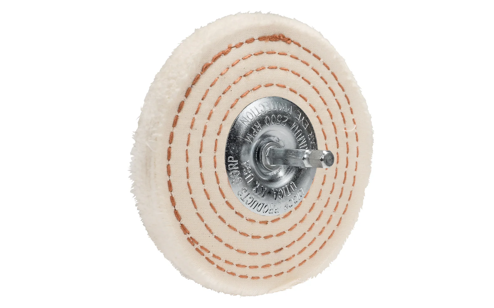 4" Spiral Sewn Buffing Wheel With 1/4" Mandrel ~ 1/2" Thick