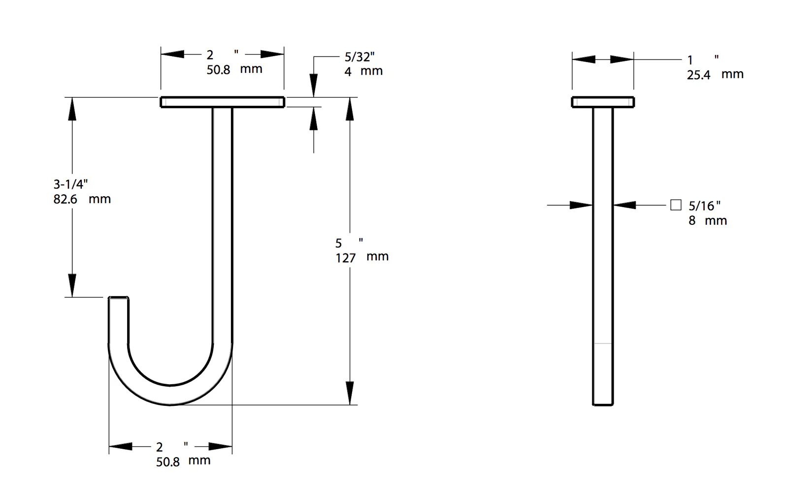 5" Long Black Ceiling Hook - Image 6