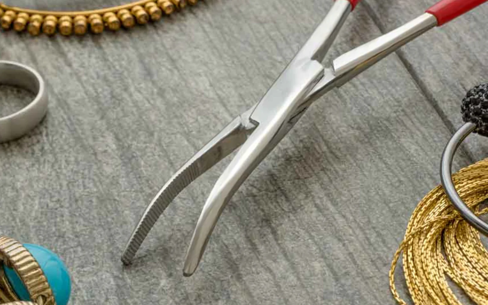 6-1/2" Stainless Steel Bent Forceps with Insulated Handles - Image 2