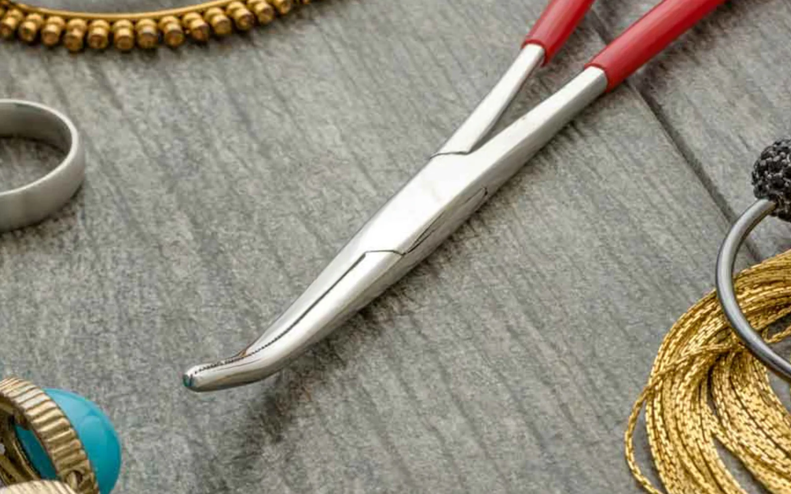 6-1/2" Stainless Steel Bent Forceps with Insulated Handles - Image 3