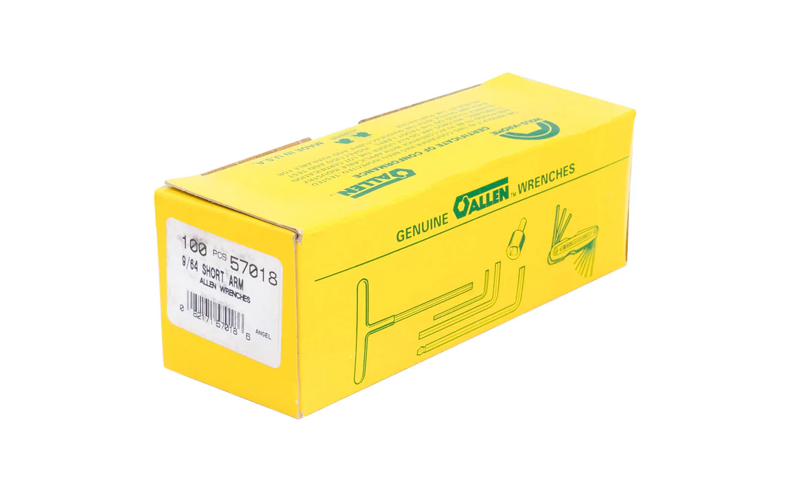 9/64" Allen Hex Wrench Keys - Bulk Box 100 pcs