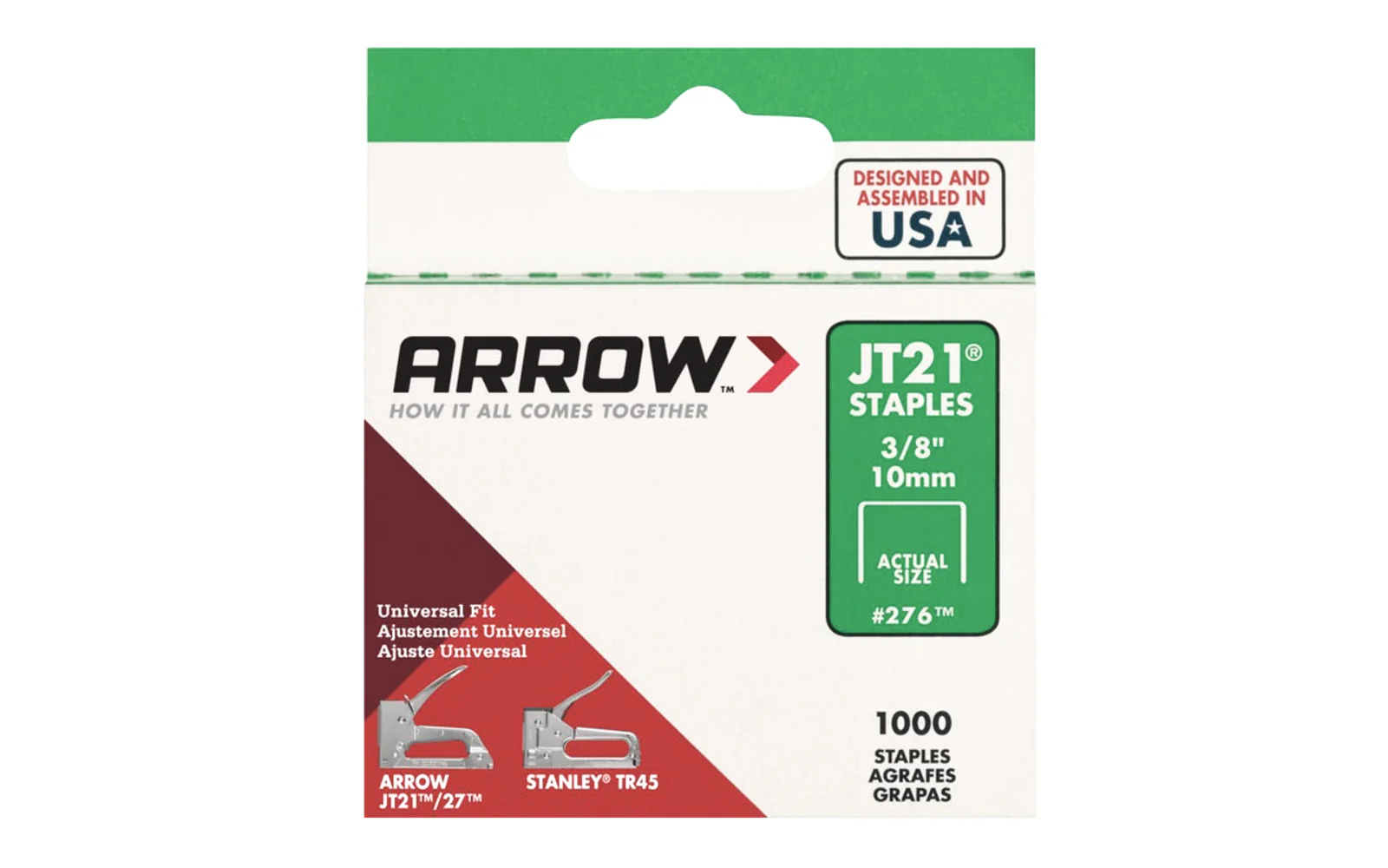 Arrow JT21 Light Duty 3/8" Staples - 1000 PK