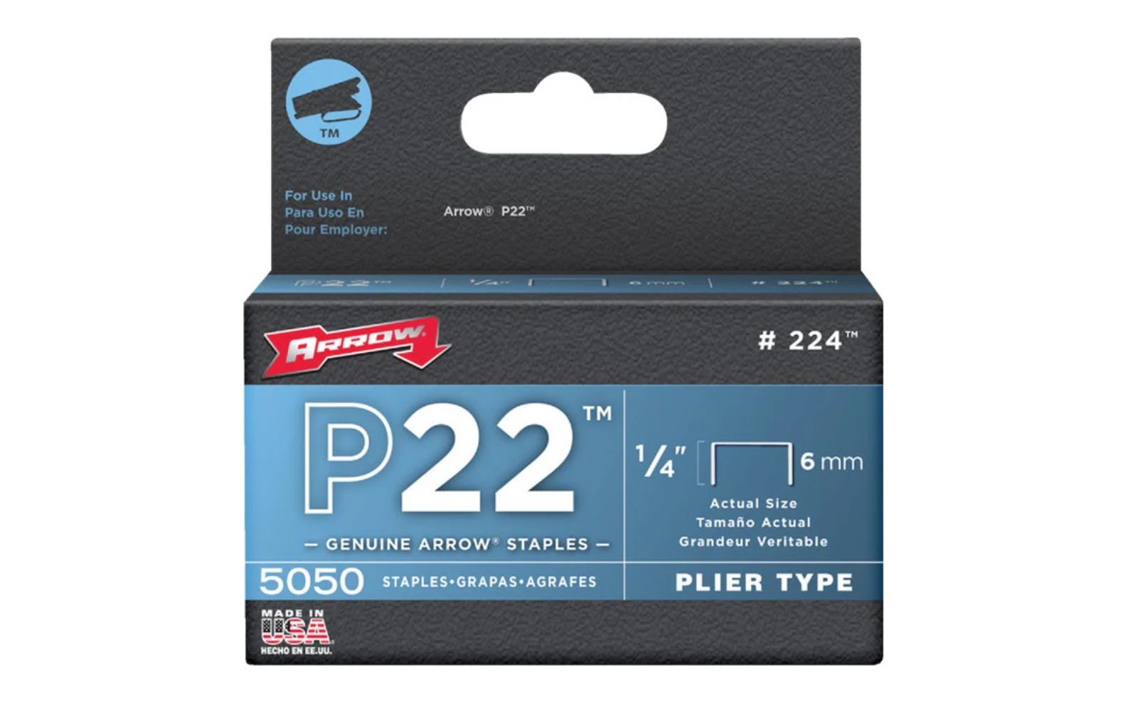 Arrow P22 Plier Type 1/4" Staples - 5050 PK