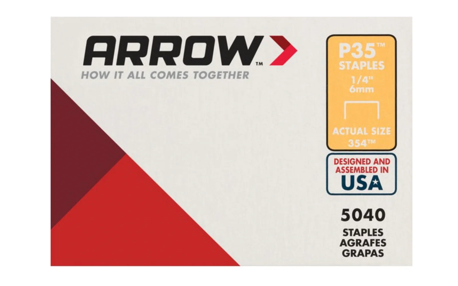 Arrow P35 Plier Type 1/4" Staples - 5040 PK