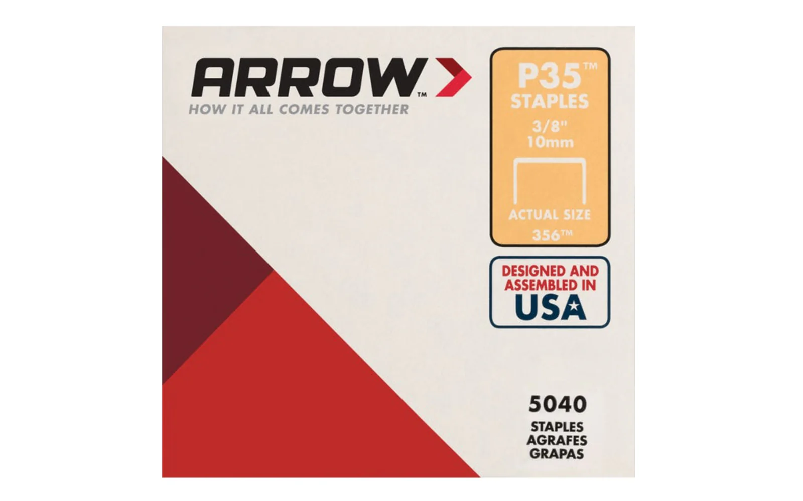 Arrow P35 Plier Type 3/8" Staples  - 5040 PK