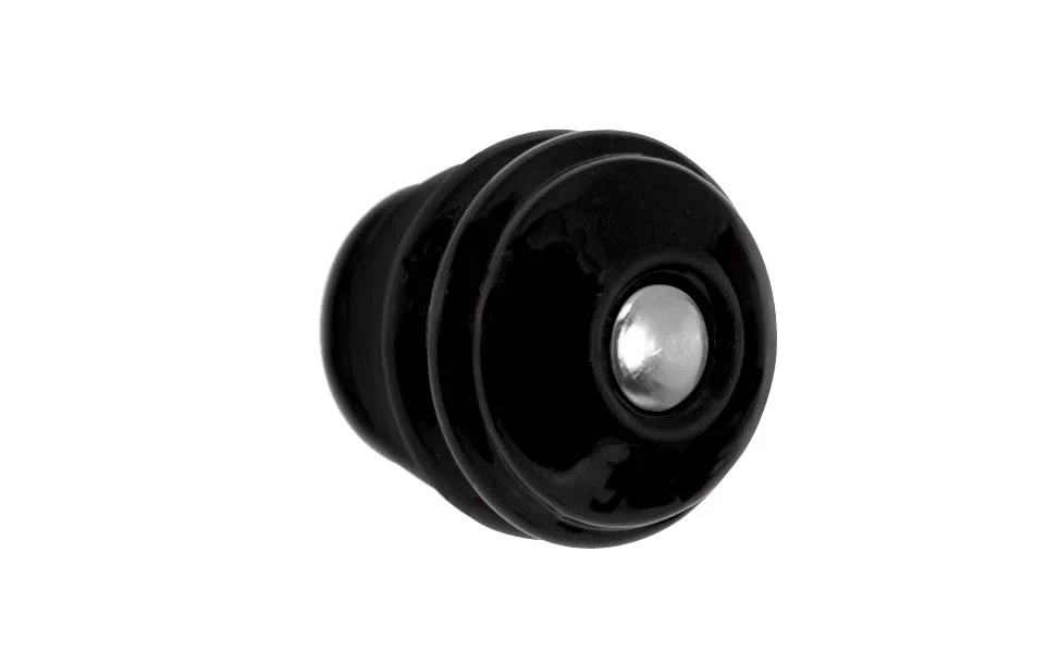 Round "Beehive" Style Glass Cabinet Knob ~ Black
