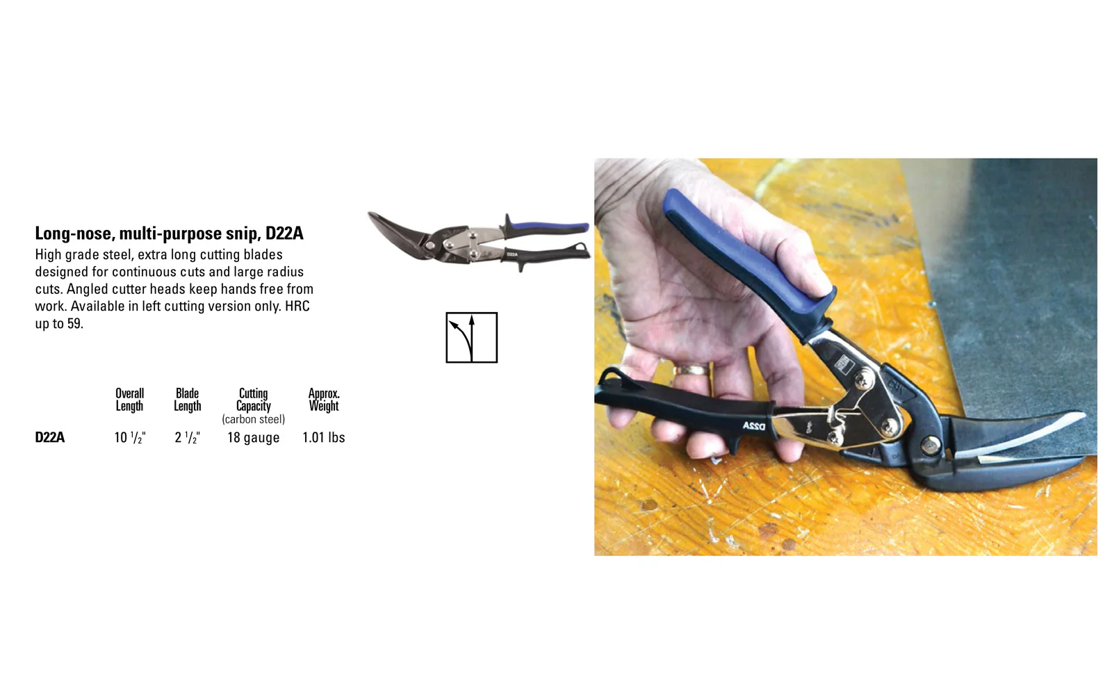 Bessey Long-Nose Left Cutting Multi-Purpose Snip ~ D22A - Image 3