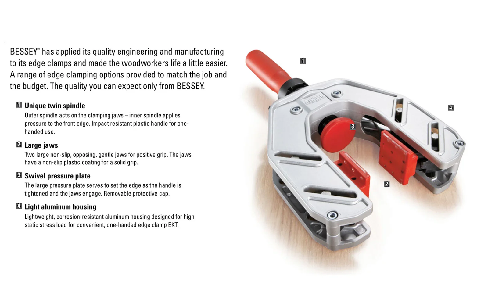 Bessey One-Hand Edge Clamp ~ EKT-55 - Image 3