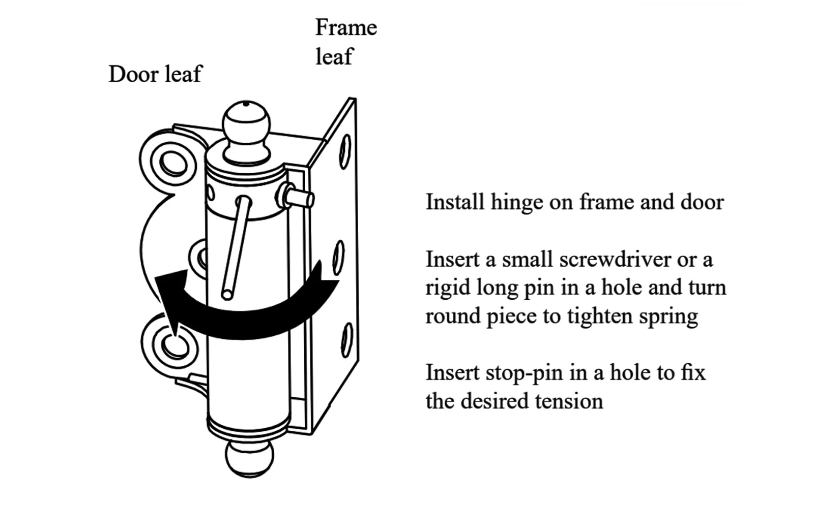 Brass Half Surface Spring Door Hinge with Ball-Tips - Image 3