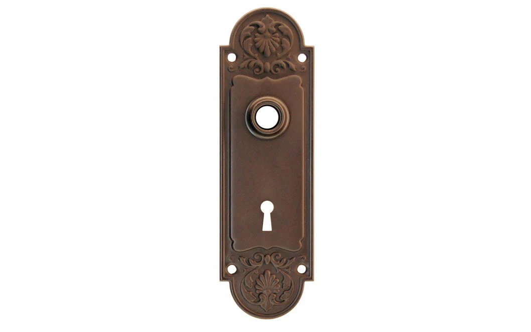 Ornate Brass Escutcheon Door Plate with Keyhole