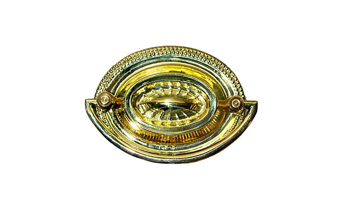 Brass Oval Heppelwhite Drop Pull ~ 2-1/2" On Centers - Image 2