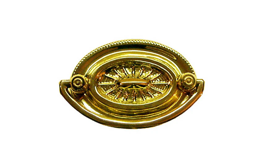 Brass Oval Heppelwhite Drop Pull ~ 2" On Centers