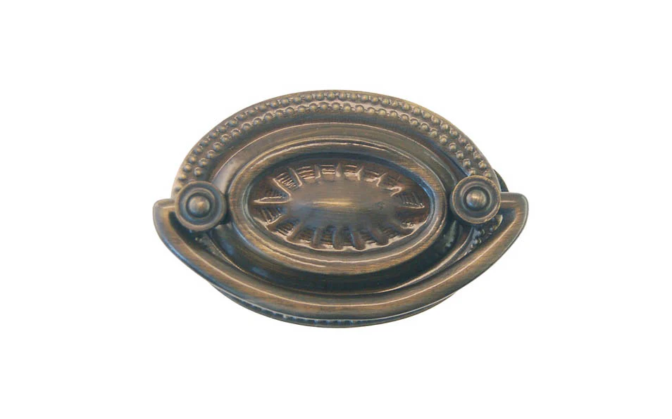 Brass Oval Heppelwhite Drop Pull ~ 2" On Centers - Image 2