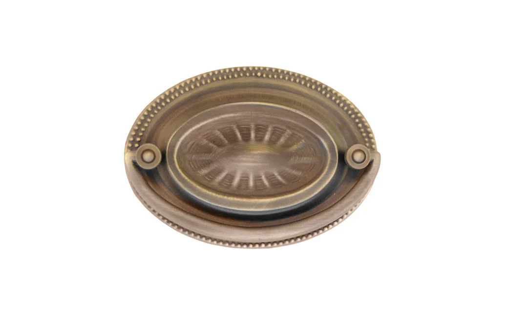 Brass Oval Heppelwhite Drop Pull ~ 3" On Centers - Image 2