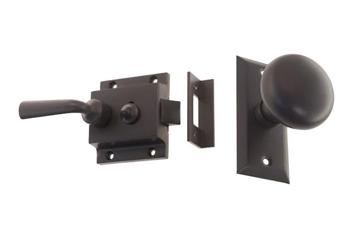 Brass Screen Door Rim Latch with Knob & Lever - Image 2