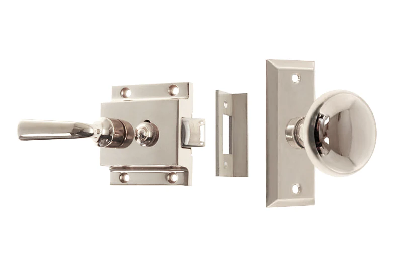 Brass Screen Door Rim Latch with Knob & Lever - Image 4