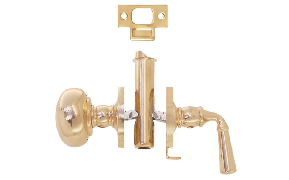 Brass Screen Door Mortise Latch with Knob & Lever - Image 3