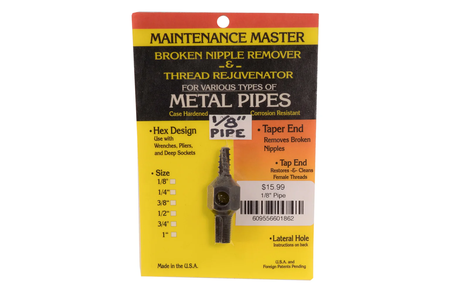 Broken Nipple Remover & Thread Rejuvenator - 1/8" Pipe
