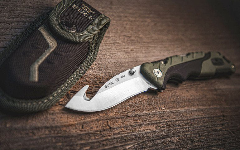 Buck Knives 660 Pursuit, Large Folding Knife with Guthook - Green - Image 2
