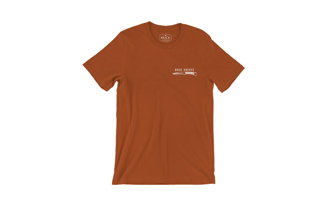 Buck Knives "Quality Blades" Copper Color T-Shirt - Image 2