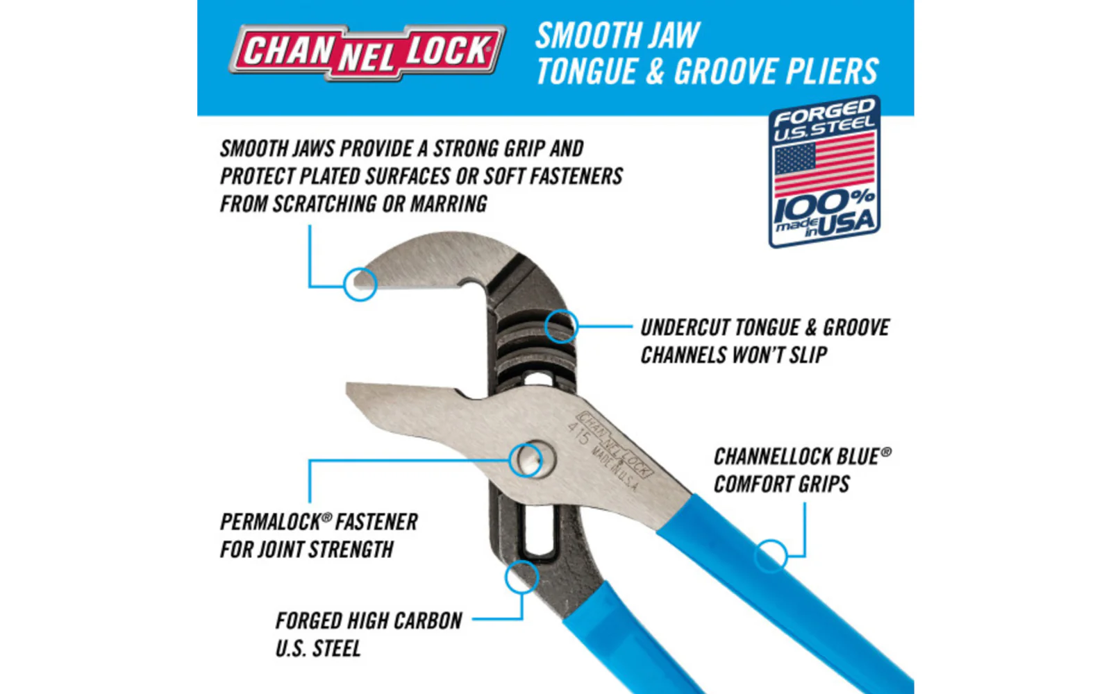 Channellock 10" Smooth Jaw Tongue & Groove Plier - Image 3