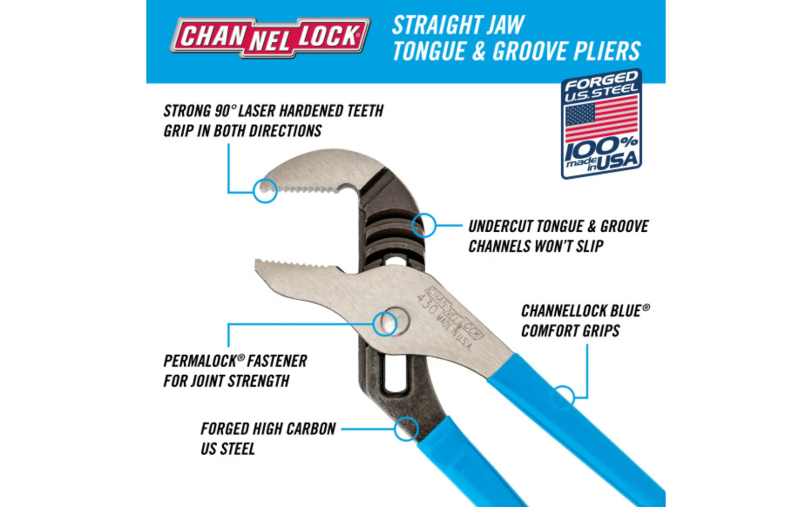 Channellock 10" Straight Jaw Tongue & Groove Plier - 430 - Image 2