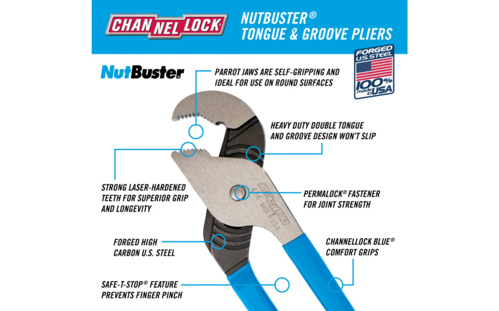 Channellock 13-1/2" Nutbuster Tongue & Groove Plier - 414 - Image 2