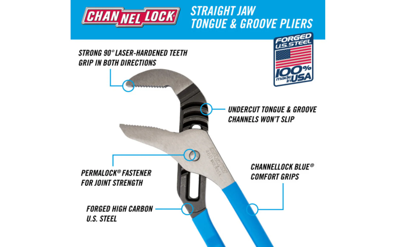 Channellock 16-1/2" Straight Jaw Tongue & Groove Plier - 460 - Image 2