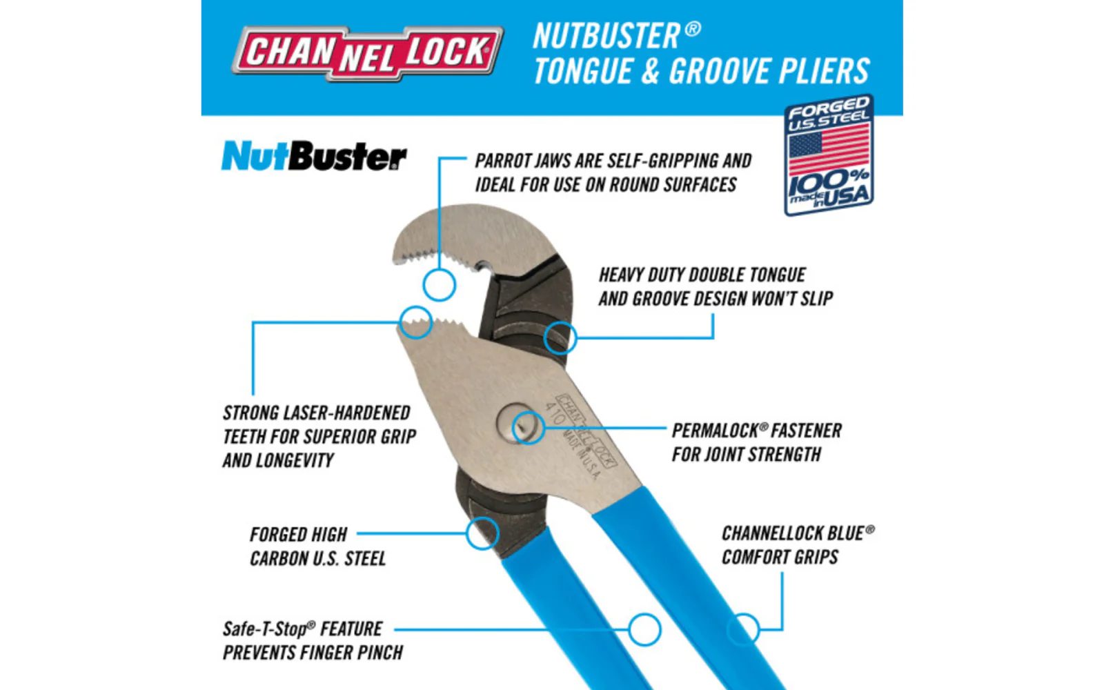 Channellock 9-1/2" Nutbuster Tongue & Groove Plier - 410 - Image 2