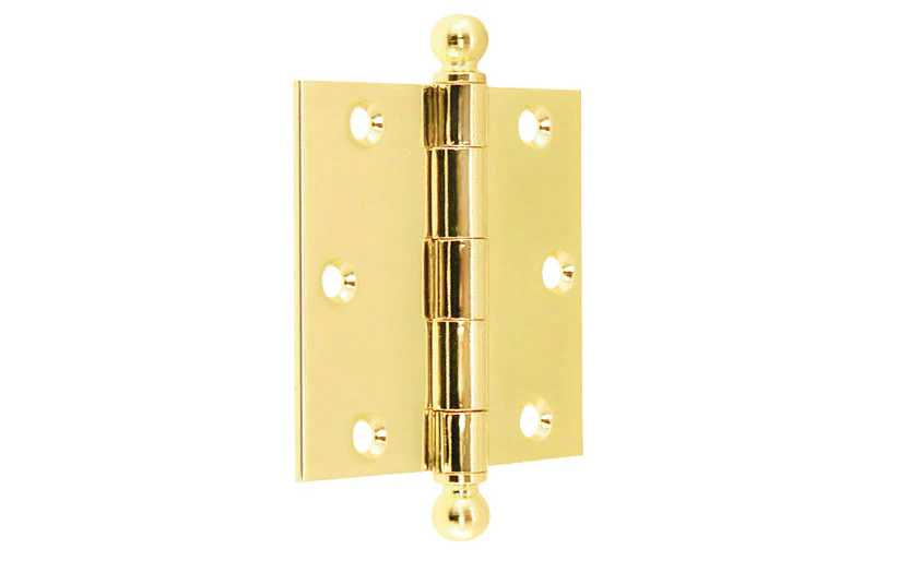 Pair of Classic Ball-Tip Door Hinges ~ 3" x 3" - Image 2