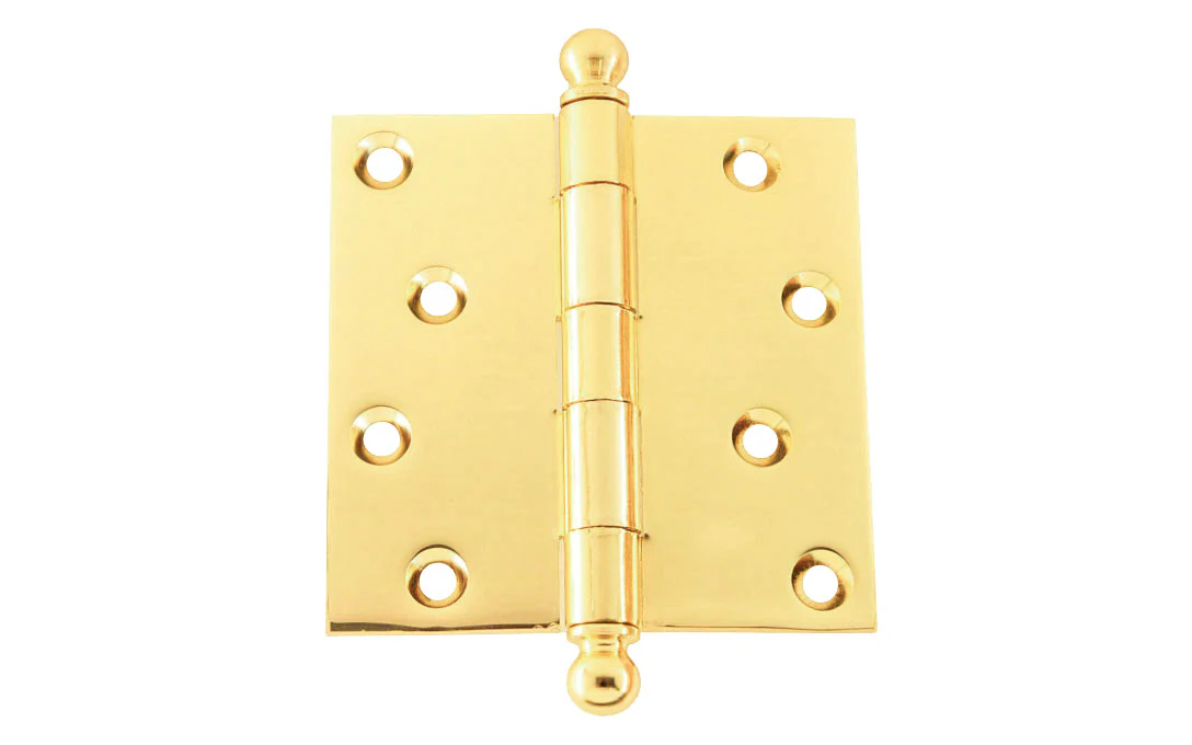 Pair of Classic Ball-Tip Door Hinges ~ 4" x 4" - Image 2