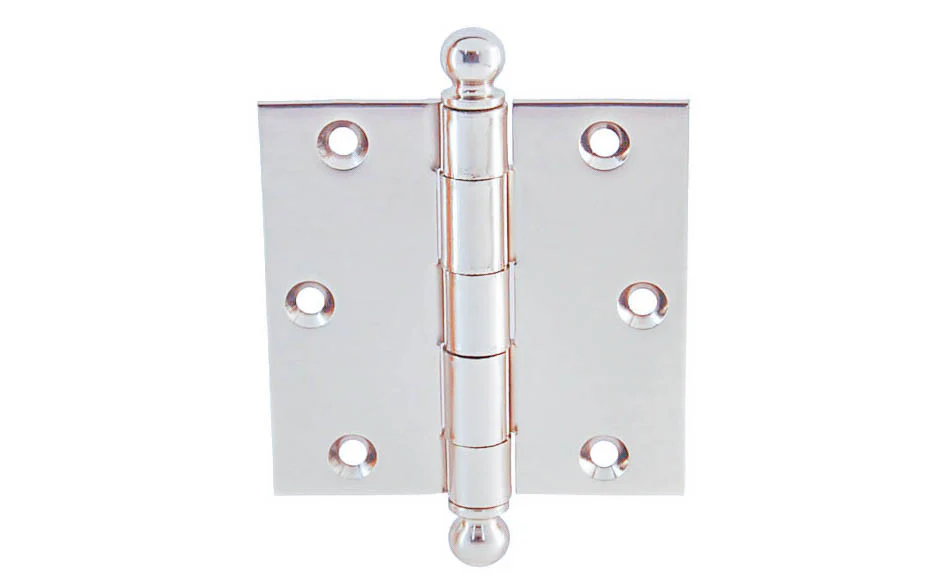 Pair of Classic Ball-Tip Door Hinges - Polished Chrome ~ 3-1/2" x 3-1/2"