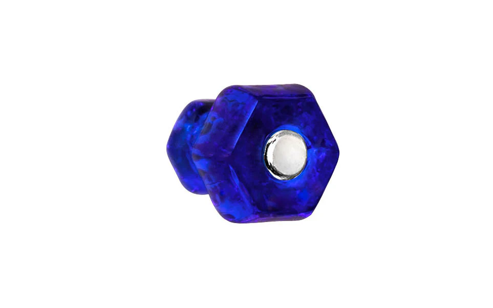 Classic Hexagonal Glass Cabinet Knob ~ Cobalt Blue - Image 3