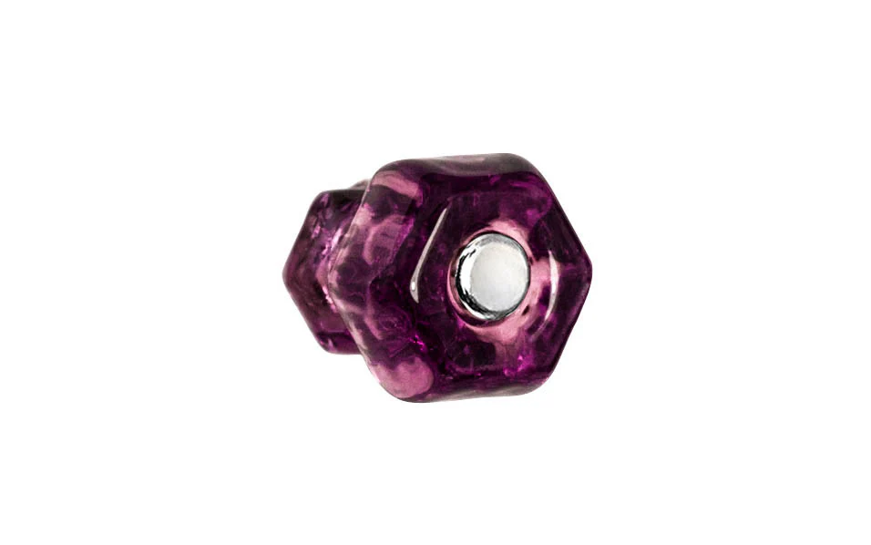 Classic Hexagonal Glass Cabinet Knob ~ Purple Amethyst - Image 3