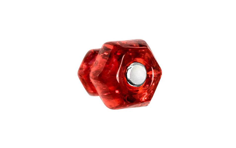Classic Hexagonal Glass Cabinet Knob ~ Ruby Red - Image 3