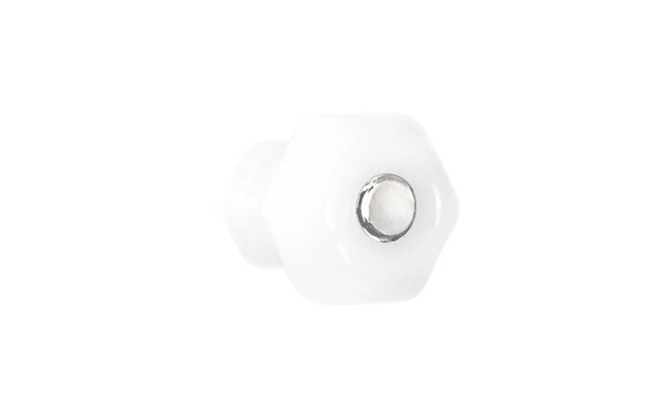 Classic Hexagonal Glass Cabinet Knob ~ Translucent White - Opal - Image 3