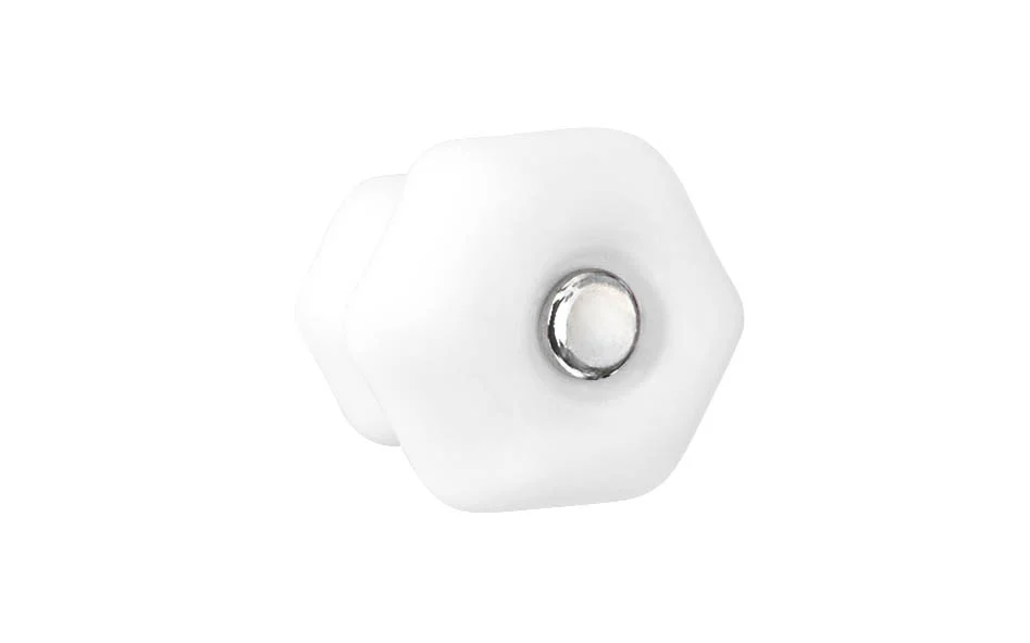 Classic Hexagonal Glass Cabinet Knob ~ White - Image 2