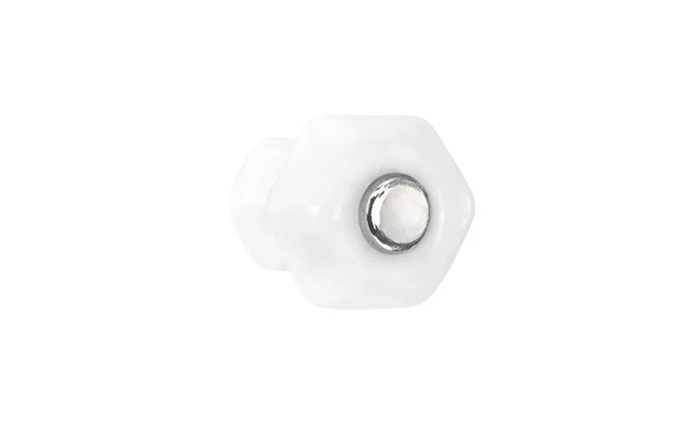 Classic Hexagonal Glass Cabinet Knob ~ White - Image 3