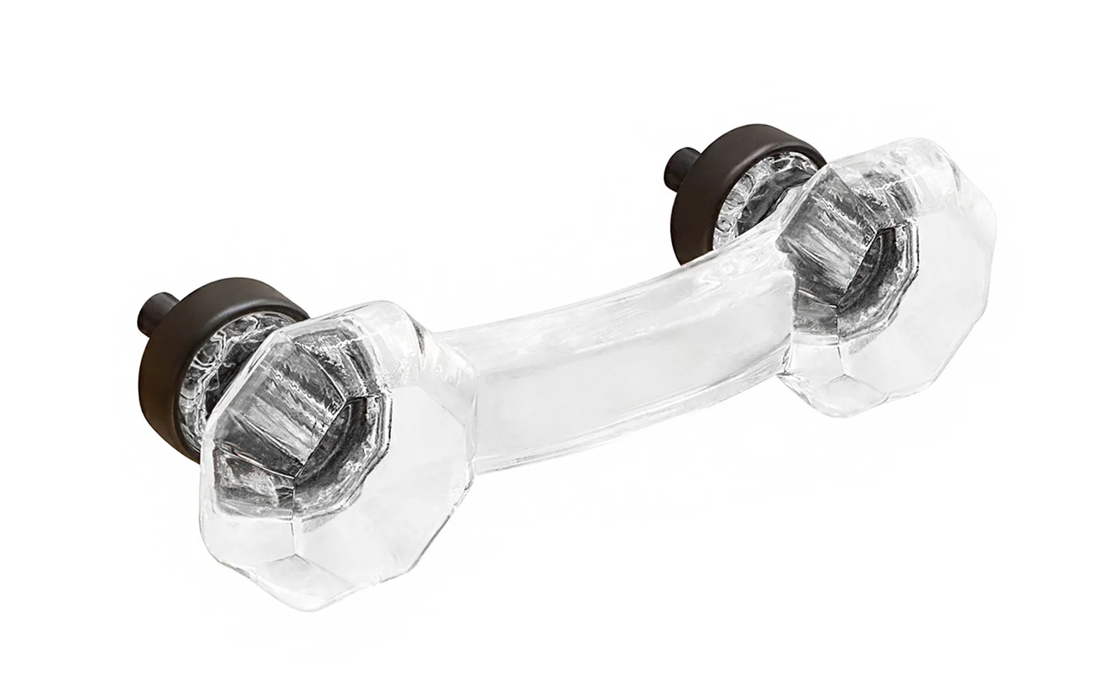 Octagonal Clear Glass Pull with Oil Rubbed Bronze Finish - 3" On Centers