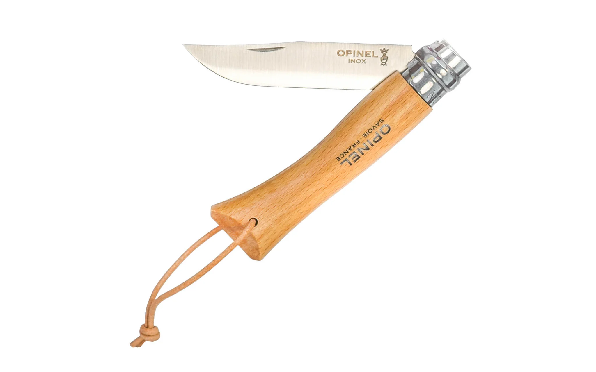 Opinel Stainless Steel Knife with Leather Lanyard - Image 2