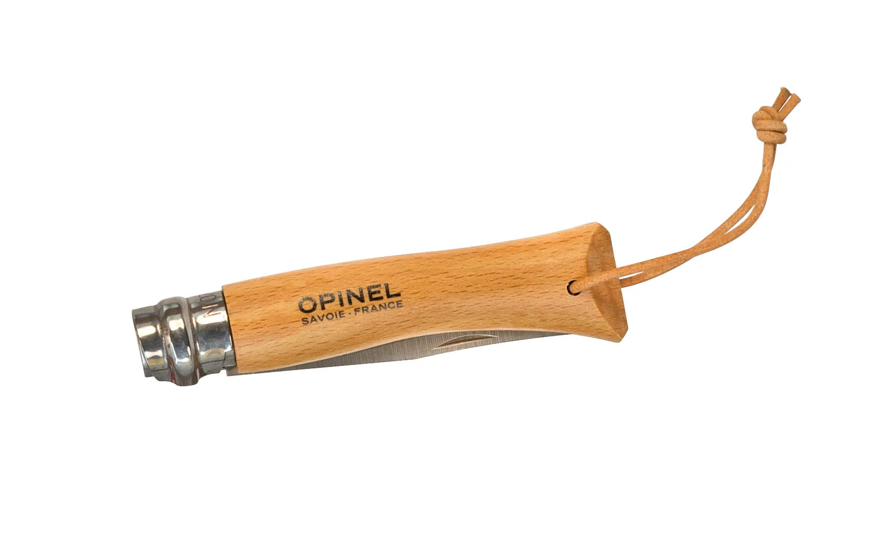 Opinel Stainless Steel Knife with Leather Lanyard - Image 3